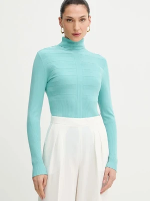 Morgan sweter MENTOS.M damski kolor turkusowy z golfem MENTOS.M