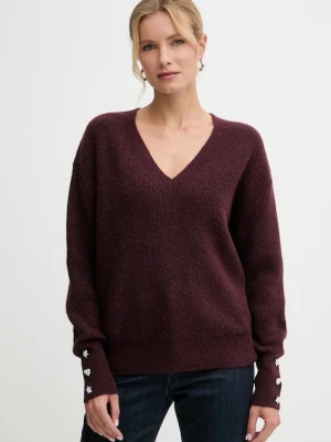 Morgan sweter z domieszką wełny damski kolor bordowy lekki MSTAR