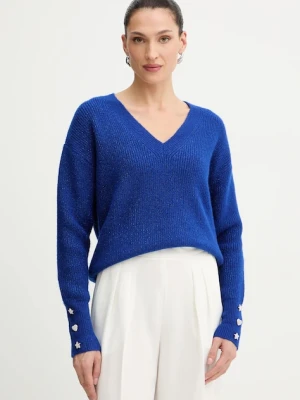 Morgan sweter z domieszką wełny damski kolor niebieski lekki MSTAR