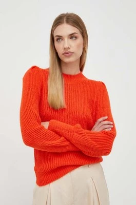 Morgan sweter z domieszką wełny damski kolor pomarańczowy lekki