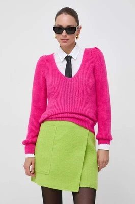 Morgan sweter z domieszką wełny damski kolor różowy