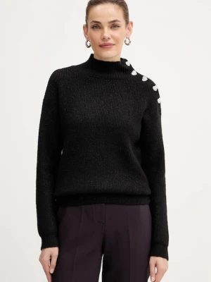 Morgan sweter z domieszką wełny MSTORI damski kolor czarny z półgolfem MSTORI