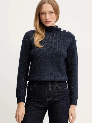 Morgan sweter z domieszką wełny MSTORI damski kolor granatowy z półgolfem MSTORI