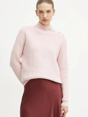 Morgan sweter z domieszką wełny MSTORI damski kolor różowy z półgolfem MSTORI