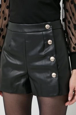 Morgan szorty damskie kolor czarny gładkie high waist