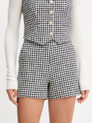 Morgan szorty damskie kolor czarny wzorzyste high waist SHEAN.F