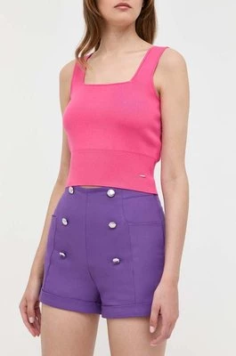 Morgan szorty damskie kolor fioletowy gładkie high waist