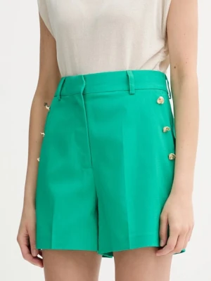 Morgan szorty damskie kolor zielony gładkie high waist SHAKOY