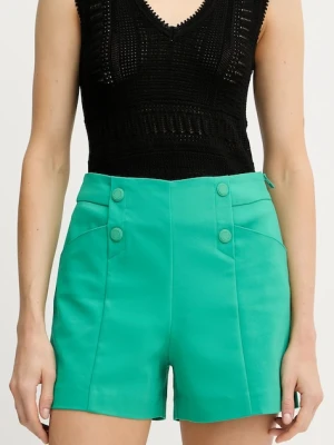 Morgan szorty damskie kolor zielony gładkie high waist SHEON