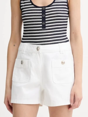 Morgan szorty jeansowe damskie kolor biały gładkie high waist SHAMIZ1