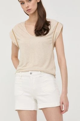 Morgan szorty jeansowe damskie kolor biały gładkie medium waist