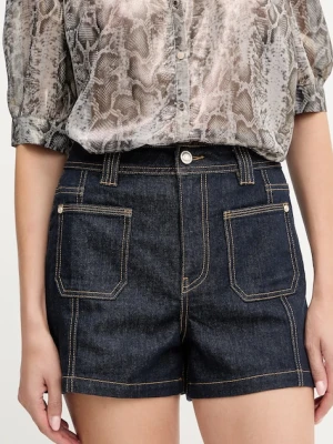 Morgan szorty jeansowe damskie kolor granatowy gładkie high waist SHADZA