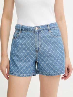Morgan szorty jeansowe damskie kolor niebieski wzorzyste high waist SHEL