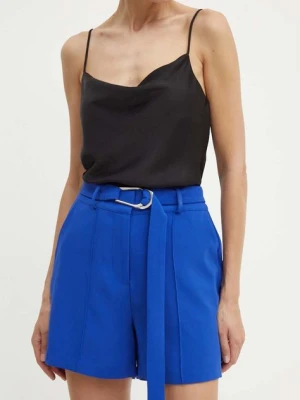 Morgan szorty SHARON damskie kolor niebieski gładkie high waist