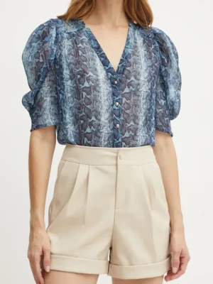 Morgan szorty SHILOM damskie kolor beżowy gładkie high waist SHILOM
