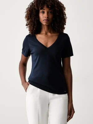 Morgan T-shirt basic damski z wiskozą granatowy