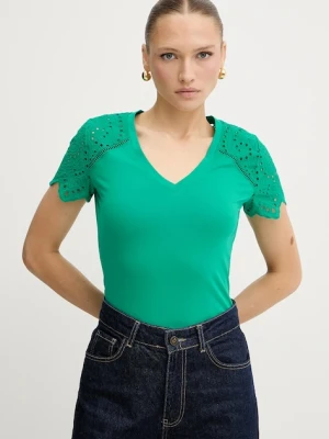 Morgan t-shirt bawełniany damski kolor zielony DMATY