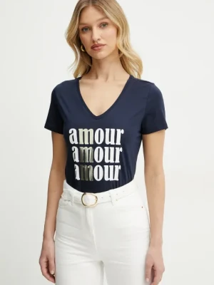 Morgan t-shirt DAMOUR damski kolor granatowy DAMOUR