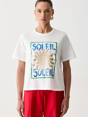 Morgan T-shirt damski bawełniany DSOLEIL biały