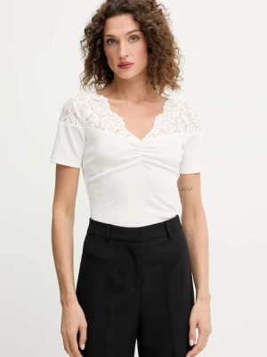 Morgan t-shirt damski kolor beżowy DELINE