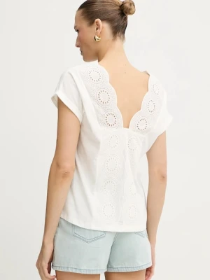 Morgan t-shirt damski kolor beżowy odkryte plecy DORINA