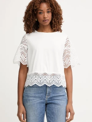 Morgan T-shirt damski z bawełną beżowy