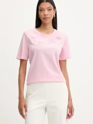 Morgan T-shirt damski z bawełną różowy