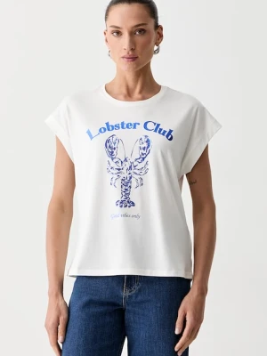 Morgan T-shirt damski z modalem DLOBST beżowy