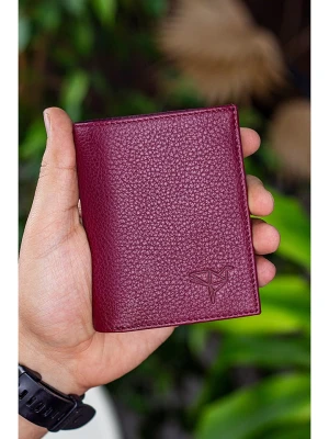 MORI Skórzany portfel w kolorze bordowym - 9 x 11 x 2 cm rozmiar: onesize