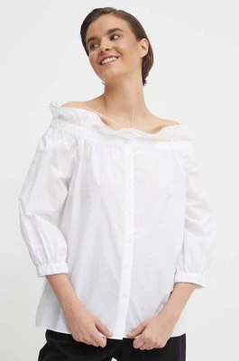 Mos Mosh bluzka bawełniana damska kolor biały gładka