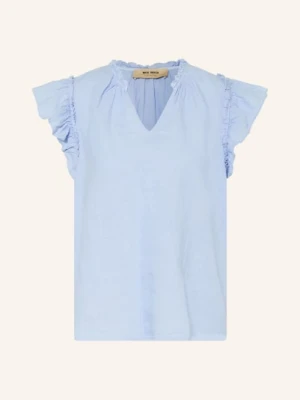 Mos Mosh Bluzka Mmtea Z Lnu Z Falbanami blau