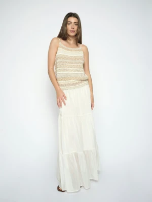 MOS MOSH Damska spódnica maxi z jedwabiu - MMSilka Kobiety Jedwab biały,