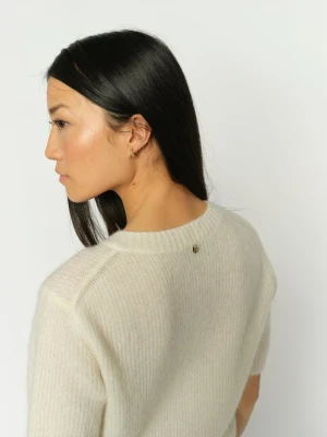 MOS MOSH Damski kardigan z krótkim rękawem - MMThora Kobiety biały wypukły wzór tkaniny,