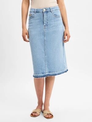 MOS MOSH Dżinsowa spódnica damska Kobiety Bawełna niebieski jednolity,