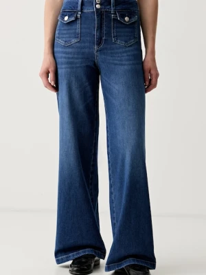 Mos Mosh jeansy wide leg damskie Colette niebieski