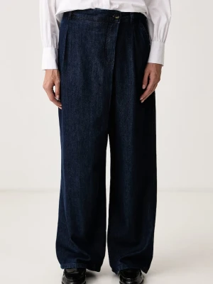 Mos Mosh jeansy wide leg damskie granatowy