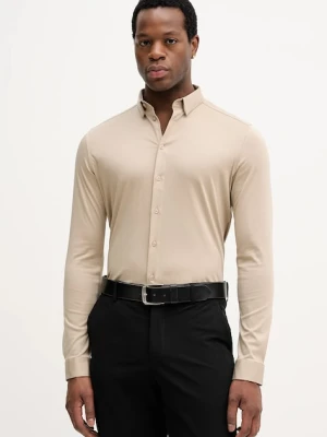 Mos Mosh koszula bawełniana MARCO męska kolor beżowy regular z kołnierzykiem button-down 500940