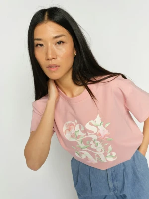 MOS MOSH Koszulka damska - MMFlowish Kobiety wiskoza różowy nadruk,