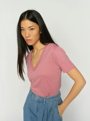 MOS MOSH Koszulka damska - MMSink Kobiety Dżersej różowy jednolity,