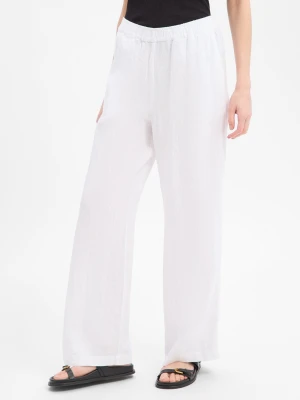 MOS MOSH Lniane spodnie - MMEmmi Kobiety len biały jednolity,