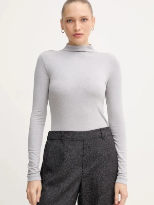 Mos Mosh longsleeve z domieszką wełny PETRI kolor szary z półgolfem 172890