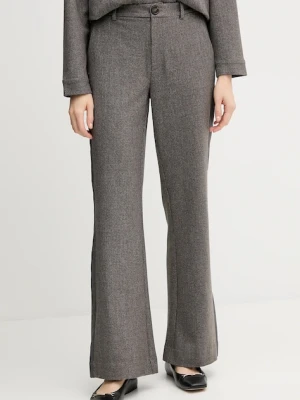 Mos Mosh spodnie RHYS damskie kolor brązowy szerokie high waist 174100