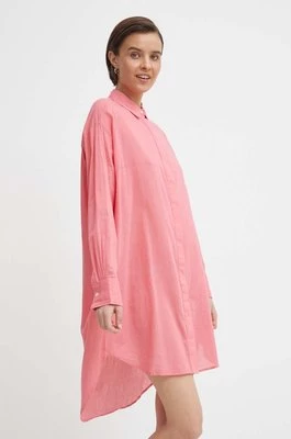 Mos Mosh sukienka bawełniana kolor różowy mini oversize