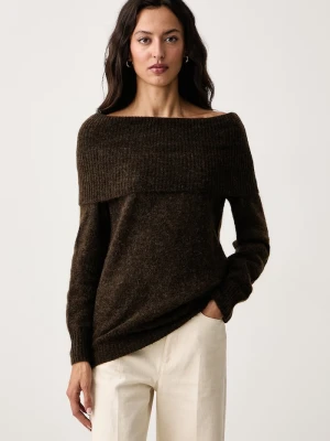 Mos Mosh sweter damski z wełną brązowy