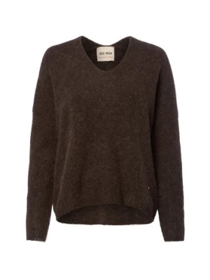 MOS MOSH Sweter damski z zawartością alpaki - MMThora Kobiety Wełna brązowy jednolity,