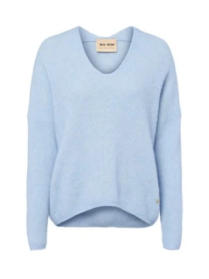 MOS MOSH Sweter damski z zawartością alpaki - MMThora Kobiety Wełna niebieski jednolity,