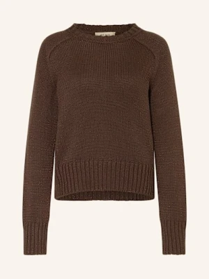 Mos Mosh Sweter Mmrola Bine Z Błyszczącą Przędzą braun