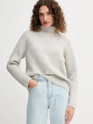 Mos Mosh sweter wełniany damski kolor szary z golfem 165750