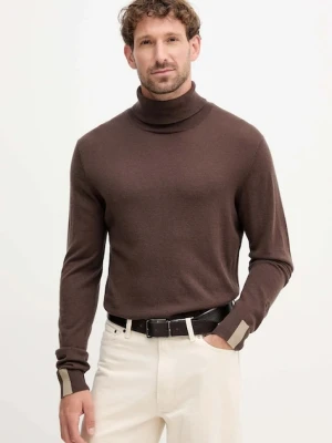 Mos Mosh sweter z dodatkiem wełny ADAM męski kolor brązowy lekki z golferm 503343