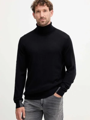 Mos Mosh sweter z dodatkiem wełny ADAM męski kolor czarny lekki z golferm 503343
